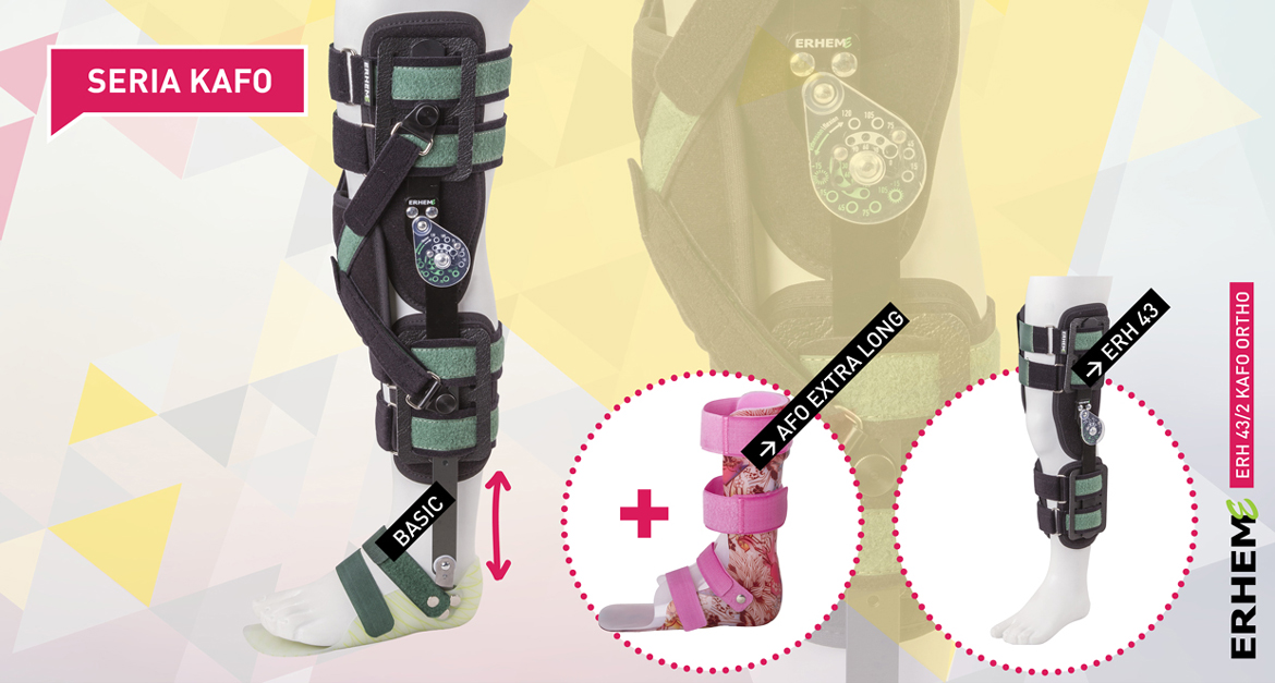 ERH 43/2 The open modular apparatus with sandal for lower limb, KAFO Ortho series
