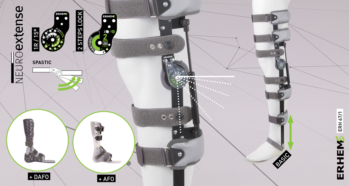 ERH 67/1 Splint-strap lower limb apparatus with sandal – KAFO, Neuroextense series